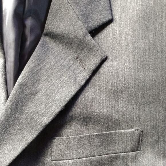 Vntg Nipon Gold Mens Gray Wool Blend Blazer 42L Classic 3 Button Career Jacket - Picture 9 of 10